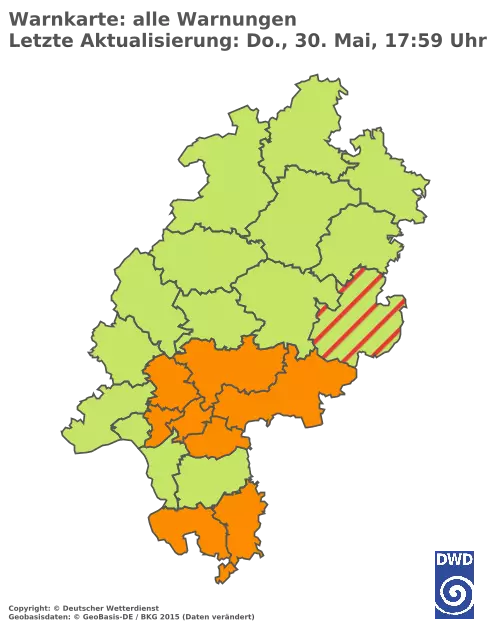 Aktuelle Wetterwarnungen für  Rheingau-Taunus-Kreis